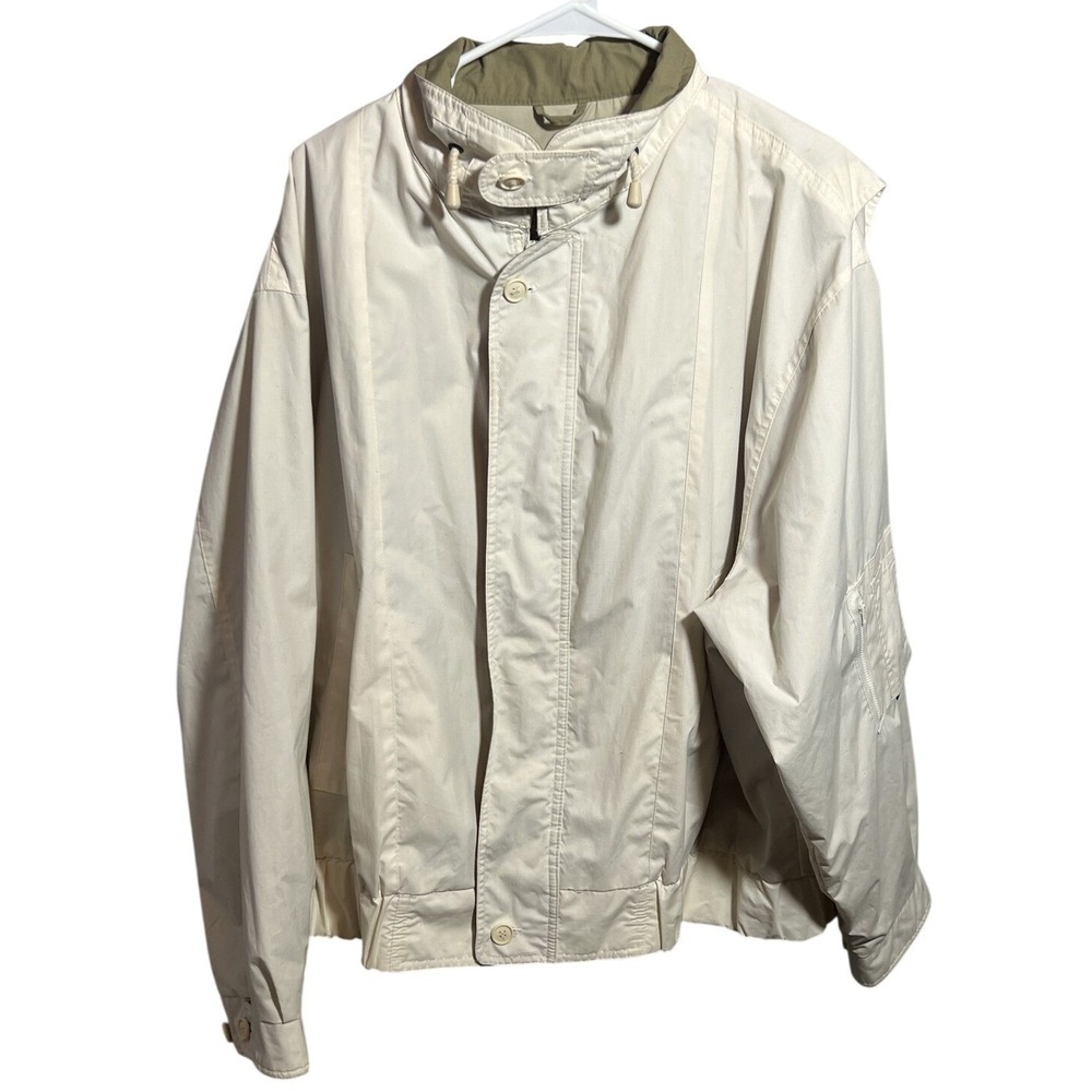 London Fog Men's 1X REG Cream Full Zip Button Casual Jacket Windbreaker Coat‎
